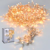 CHRISTMAS TREE LIGHTS LIGHT CHAIN 120 LED WARM WHITE TRANSPARENT WIRE