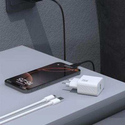 3. Dudao A27STEU 25W GaN USB-A Wall Charger with USB-A - USB-C Cable - Black