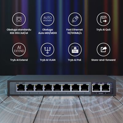 10. EXTRALINK CERES 8-PORT POE SWITCH 48V 10/100MB 802.3AF 15.4W PER PORT