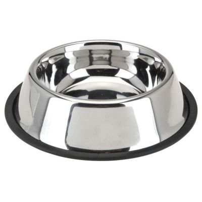 2. DOG AND CAT BOWL STAINLESS STEEL 25CM RUBBER BASE