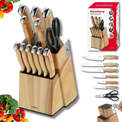 KLAUSBERG KITCHEN KNIVES SET 13 PIECES WITH SHARPENER AND STAND STAINLESS STEEL