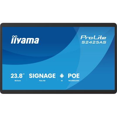 3. iiyama ProLite S2425AS-B1P Flat Panel Digital Signage 60.5 cm (23.8") LCD Wi-Fi 500 cd/m2 Full HD Black Built-in Processor Android 24/7