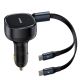 2. Baseus Enjoyment Retractable 2-in-1 Car Charger C+C 33W Cluster Black