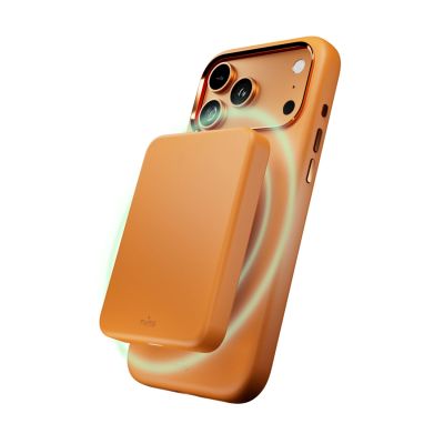 3. Puro Icon Mag Pro Liquid Silicone Case for iPhone 17 Pro, MagSafe Compatible, with Camera Protection and Aluminum Buttons - Orange