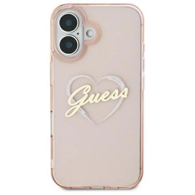 3. Guess IML Heart Case for iPhone 16 - Pink