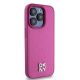 4. DKNY Leather Monogram Pattern Metal Logo MagSafe Case for iPhone 15 Pro - Pink