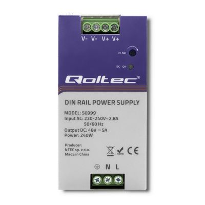 2. QOLTEC INDUSTRIAL DIN RAIL POWER SUPPLY | 240W | 48V | 5A
