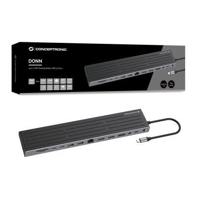 6. CONCEPTRONIC 14-1 USB-C docking station->2xHDMI/DP/2xUSB-C/+ 18cm white