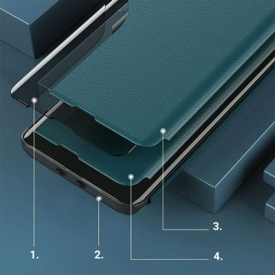 12. Eco Leather View Case Elegant Flip Cover Case with Stand Function Xiaomi Redmi K40 Pro + / K40 Pro / K40 / Poco F3 Red