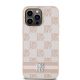 3. DKNY Leather Checkered Mono Pattern & Printed Stripes case for iPhone 14 Pro Max - pink