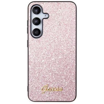 3. Guess Glitter Script Case for Samsung Galaxy S24 - Pink