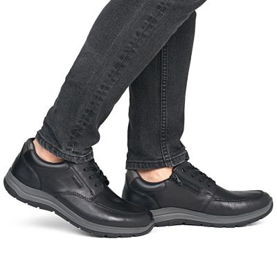 12. Men's comfortable leather shoes, width H, black, Rieker 03607-24