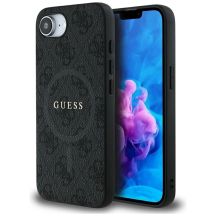Guess PU Leather 4G Colored Ring Case with MagSafe for iPhone 16e - Black