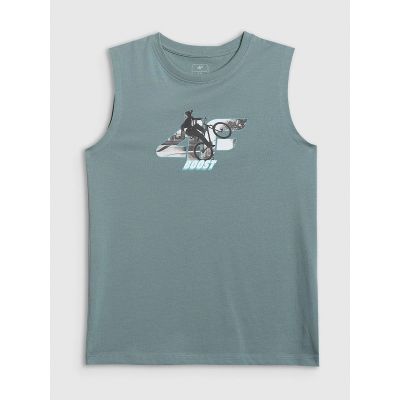5. Boy's regular sleeveless T-shirt with print 4F 4FJRSS26TSLEM354-46S