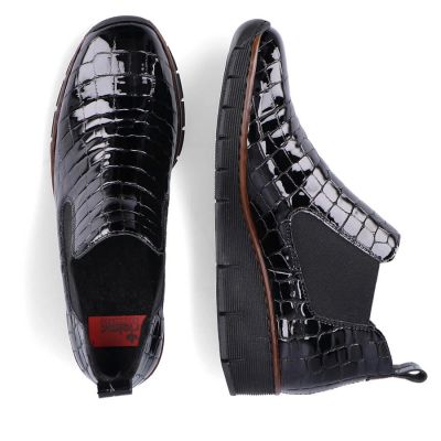 64. Rieker W R474 snakeskin leather ankle boots black