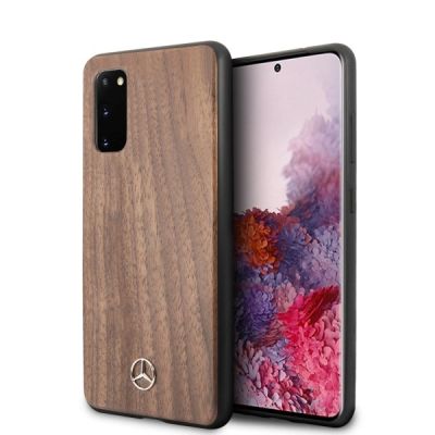 Mercedes Wood Line Walnut Case for Samsung Galaxy S20 - Brown