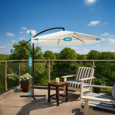 7. Extralink Black Forest Garden Umbrella with Side Panels, Large 3m Beige Cantilever Patio Umbrella with Hexagon Bracket Beige, Black