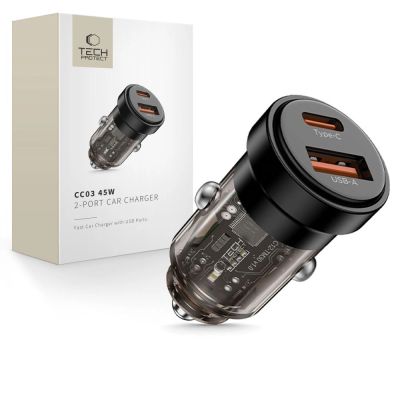 Tech-Protect CC03 45W 2-Port USB-A / USB-C Car Charger - Black