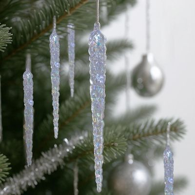 5. Iridescent Icicles Hanging Decoration 17.5 cm 6 PCS