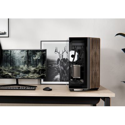 APNX V1 PC Case, Midi-Tower, ATX, Tempered Glass, Wood, black