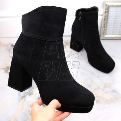 2. Suede ankle boots with a high heel and a platform, insulated M.Daszyński W SAN24A, black