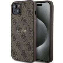 Guess 4G Collection Leather Metal Logo MagSafe Case for iPhone 15 Plus / 14 Plus - Brown