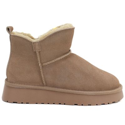 2. Women's leather ankle boots with beige platform snow boots Vinceza 97961