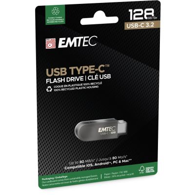 4. Emtec C280 USB Flash Drive 128GB USB Type-C 3.2 Gen 1 (3.1 Gen 1) Black