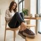 21. Women's leather platform sneakers, brown, Filippo DP6119