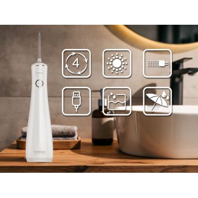 7. ELDOM IRRIGATOR RY200B 230 ML RECHARGEABLE, WHITE, WORKING TIME 60 MIN. CHARGING TIME APPROX. 6 HOURS, IPX7, TRAVEL CASE, USB CABLE
