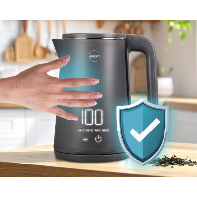 9. ELDOM CORDLESS KETTLE C515S ORRA 1.8L 2000W, GRAY, 5 PROGRAMS 45, 55, 70, 85, 100°C, KEEP TEMPERATURE
