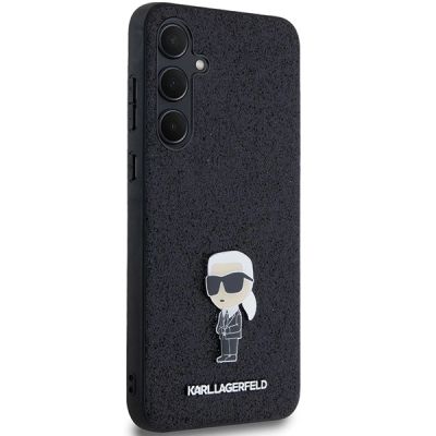 4. Karl Lagerfeld Fixed Glitter Ikonik Logo Metal Pin case for Samsung Galaxy A55 - black