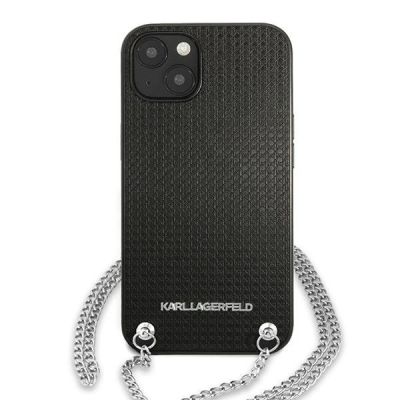 3. Karl Lagerfeld KLHCP13SPMK iPhone 13 mini 5,4 "hardcase black / black Leather Textured and Chain