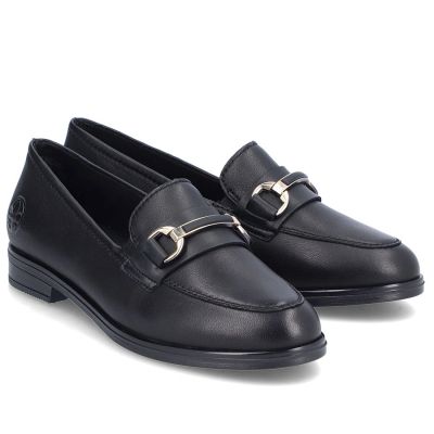 10. Women's leather moccasin shoes black Rieker 46262-01