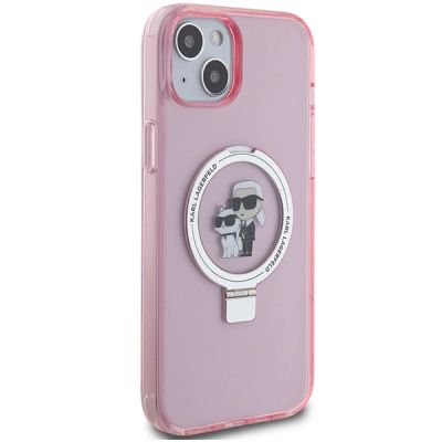 4. Karl Lagerfeld Ring Stand Karl&Choupette MagSafe case for iPhone 15 Plus - pink