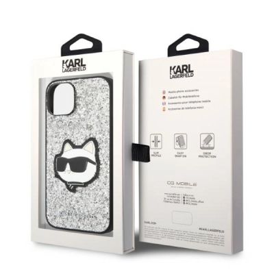 8. Karl Lagerfeld KLHCP14MG2CPS iPhone 14 Plus 6.7" silver/silver hardcase Glitter Choupette Patch