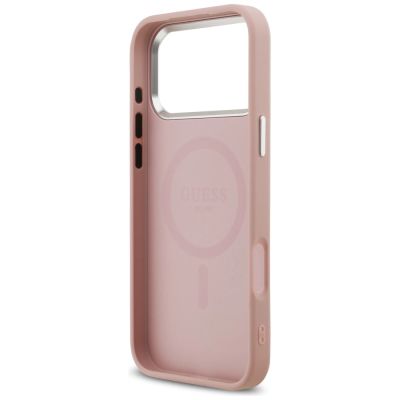 7. Guess Glitter Triangle Logo MagSafe Case for iPhone 17 Pro Max - Pink