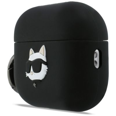 2. Karl Lagerfeld Silicone Choupette Head 3D Case for AirPods Pro 3 - Black