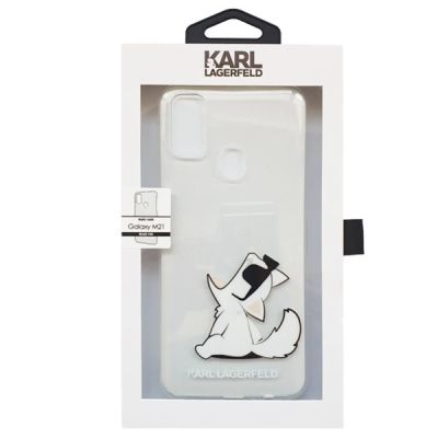 4. Karl Lagerfeld Choupette Fun Case for Samsung Galaxy M21 - Transparent