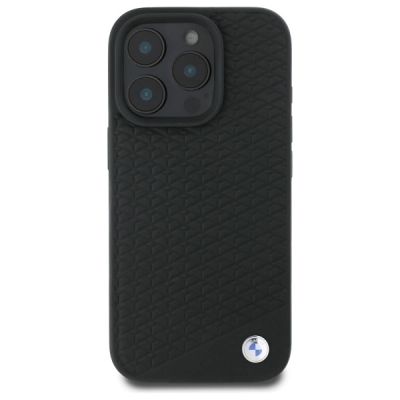 3. BMW Sign Leather Diamond Metal Logo MagSafe iPhone 16 Pro Case - Black