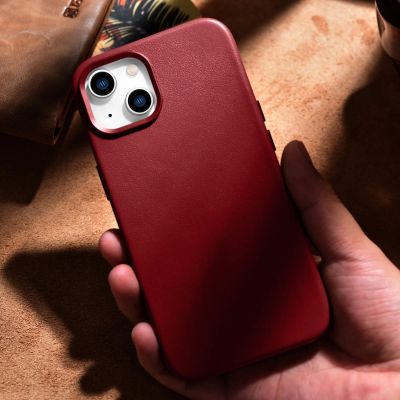 16. iCarer Case Leather case cover made of natural leather for iPhone 14 Plus red (compatible with MagSafe)