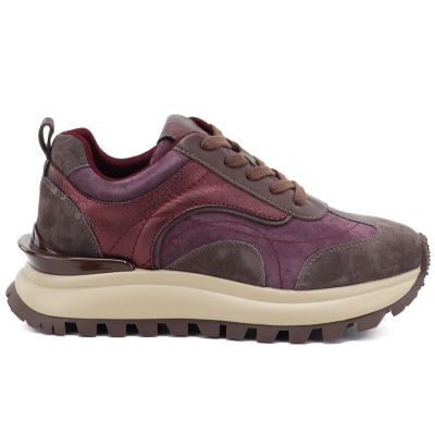 6. Leather platform sneakers burgundy Artiker 59C0009