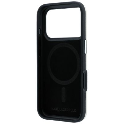 7. Karl Lagerfeld Grained Elongated Logo MagSafe Case for iPhone 17 Pro Max / 18 Pro Max - Beige