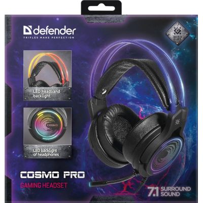 8. DEFENDER ON-EAR HEADPHONES WITH MICROPHONE COSMO PRO 7.1 RGB BACKLIGHT 64536