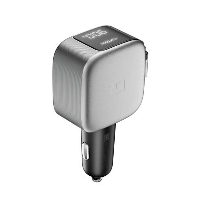 2. Cuktech CC903P 100W Car Charger with Display and 70cm Retractable USB-C Cable - Gray
