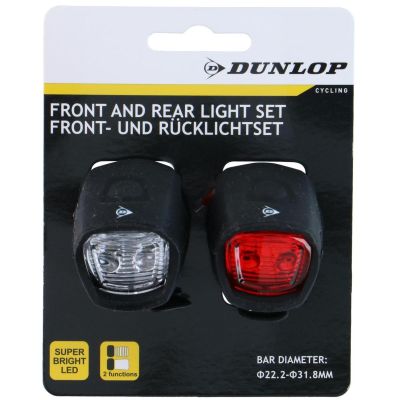 2. BLACK DUNLOP SILICONE LED BIKE LIGHT KIT FRONT AND REAR