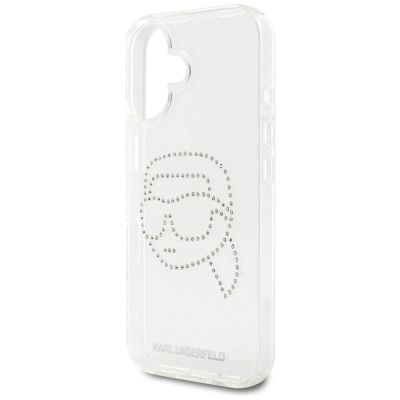 6. Karl Lagerfeld IML Rhinestones Karl Head Case for iPhone 16 Clear