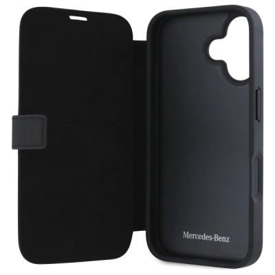 7. Mercedes Leather Wood Imitation iPhone 16 Case - Black