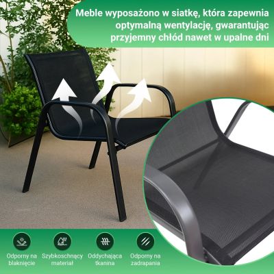 8. Classic Black Forest textile garden furniture set, two chairs + black table