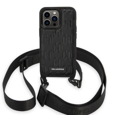 2. Karl Lagerfeld KLHCP14LSTMMK iPhone 14 Pro 6.1" hardcase black/black Monogram Plaque Logo Strap